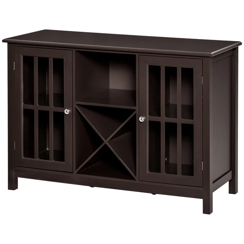 HOMCOM Sideboard, Glass Door Serving Buffet Cabinet, Liquor Cabinet with Adjustable Shelves, 12 Bottle Wine Rack for Living Room, Kitchen, Espresso