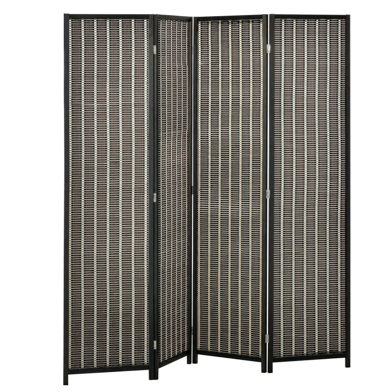 HOMCOM 4 Panel Room Divider, 6 Ft Tall Indoor Portable Folding Privacy Screens, Bamboo Hand-Woven Freestanding Partition Wall Divider for Home Office, Brown