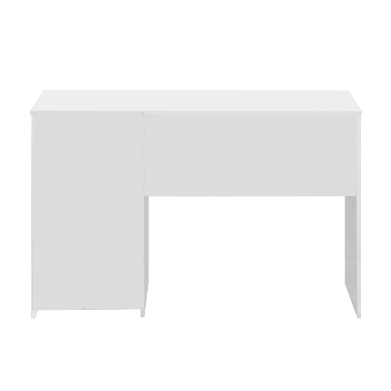Contemporary White Workstation with Open Bottom Shelf, Modern Home Office Computer Writing Desk for Small Space, 47.5" L x 16" W x 30.5" H, White