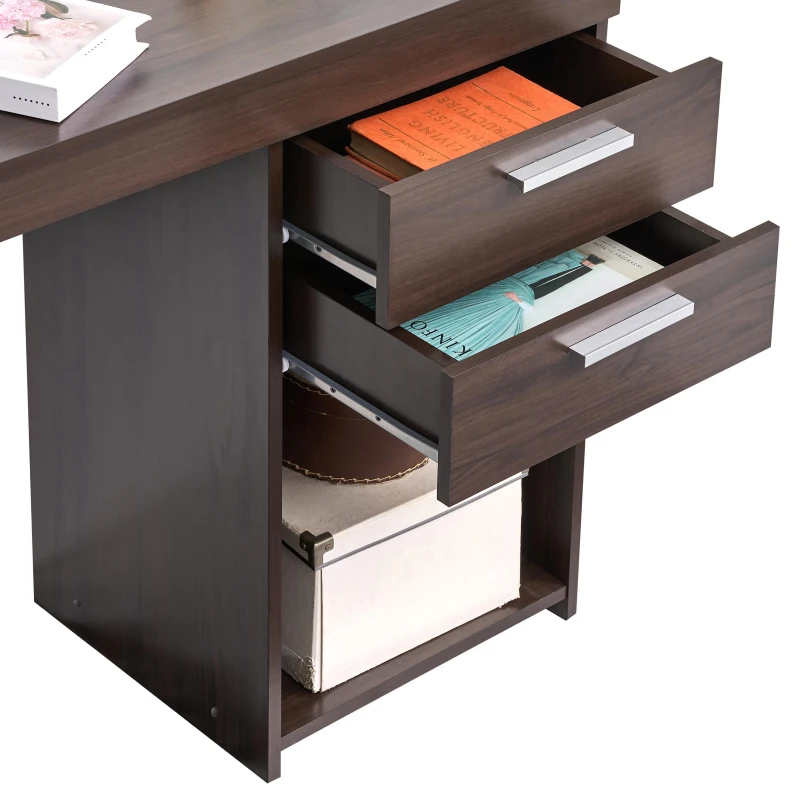 Sleek Espresso Workstation with Open Bottom Shelf, Modern Home Office Computer Writing Desk for Small Space, 47.5" L x 16" W x 30.5" H, Espresso