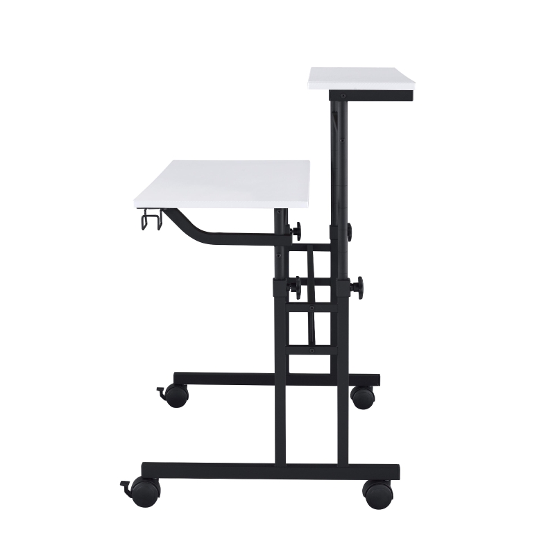 Mobile Writing Desk with Height Adjustment and Headphone Hook, Compact Worktable for Offices and Study Rooms, 35″ L x 23.5″ W x 28″ H, White