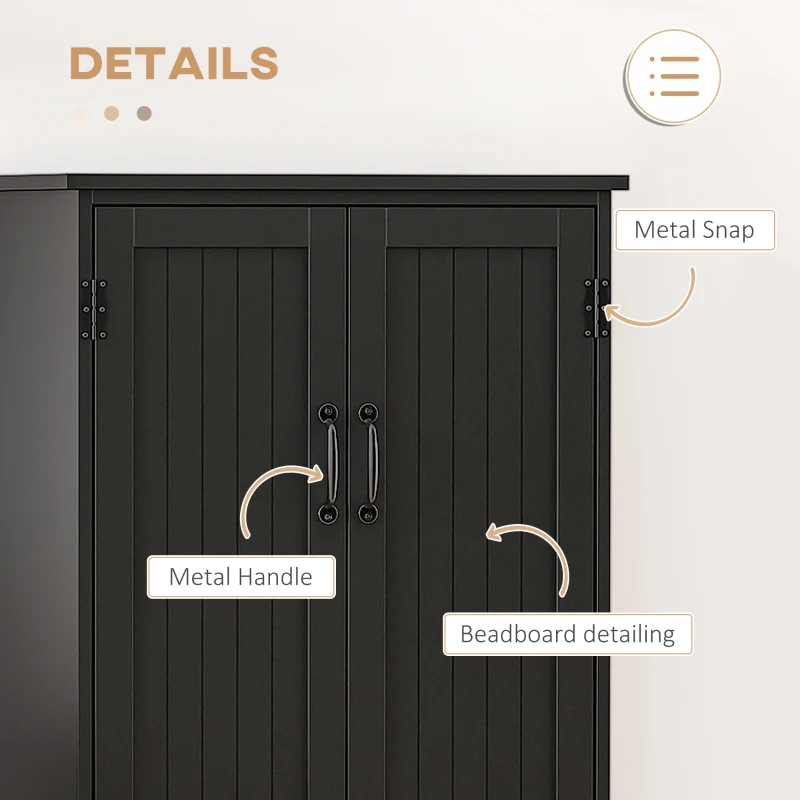 HOMCOM 48" 4-Door Storage Cabinet Multi-Storey Large Space Pantry with Adjustable Shelves Black