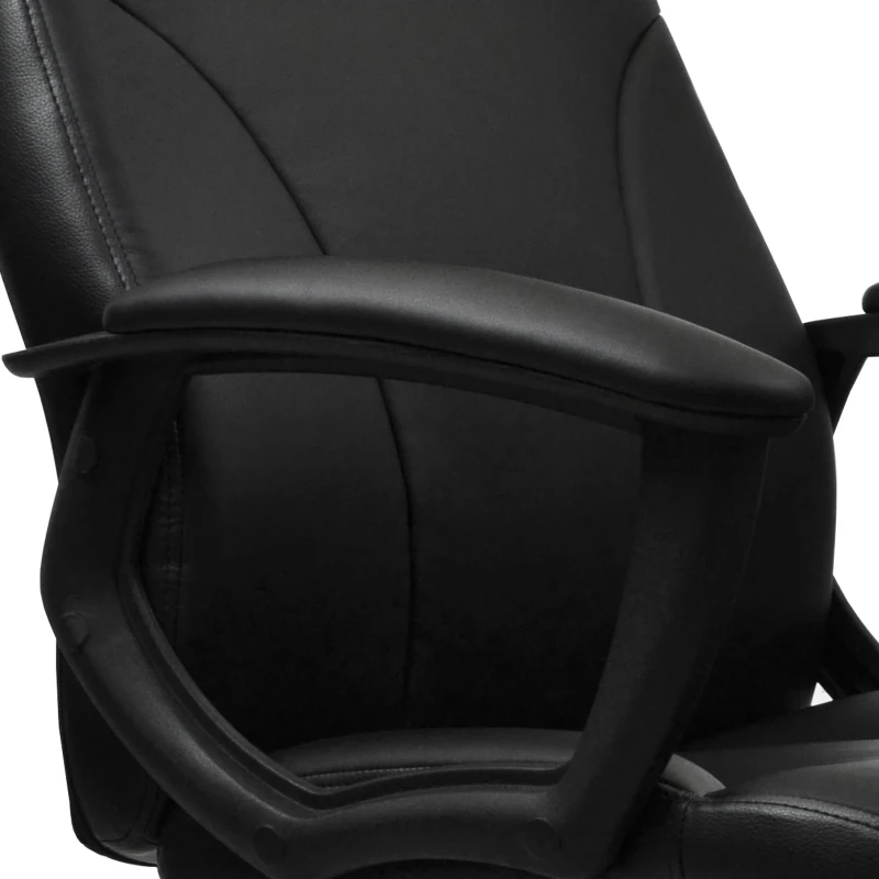 Cozy Office Chair with Flip-Up Arms and TechniFlex Upholstery, Flexible Racer Seat with Locking Tilt Control, 24.5″ L x 27.5″ W x 41″ H, Black