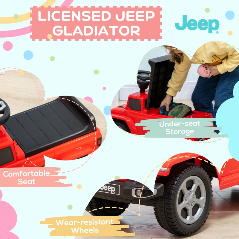 Aosom Kids Ride on Push Car, with Engine Sounds & Under-Seat Storage, Foot-to-Floor Ride on Sliding Car with Horn, Sit and Scoot Ride on Toy, Ages 1.5-3 Years, Red