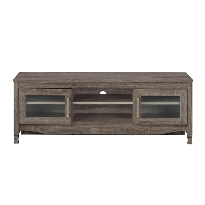 Trendy Grey TV Stand with Storage Cabinet and Cable Management, Modern Media Console Center for Living Room, 53" L x 15.5" W x 19" H, Grey