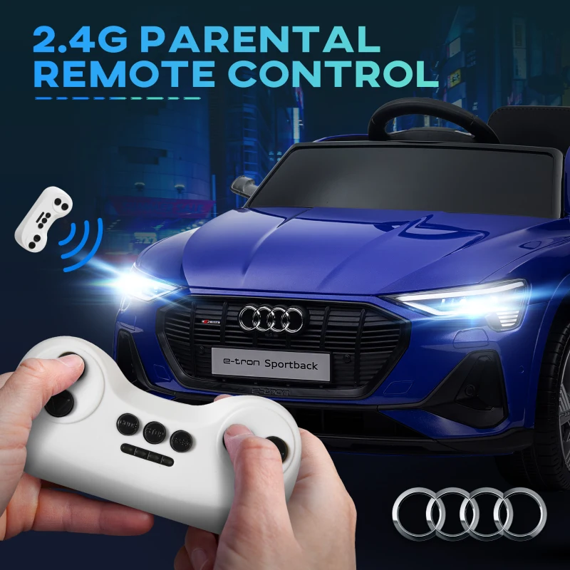 Aosom 2V Kids Electric Ride On Car, Licensed Audi E-tron with Seat, Remote, Dark Blue