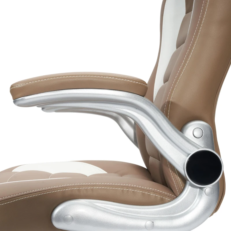 Racer-style Chair with Flip-Up Arms and TechniFlex Upholstery, Flexible Racer Seat with Locking Tilt Control, 26.5" L x 27" W x 47" H, Camel