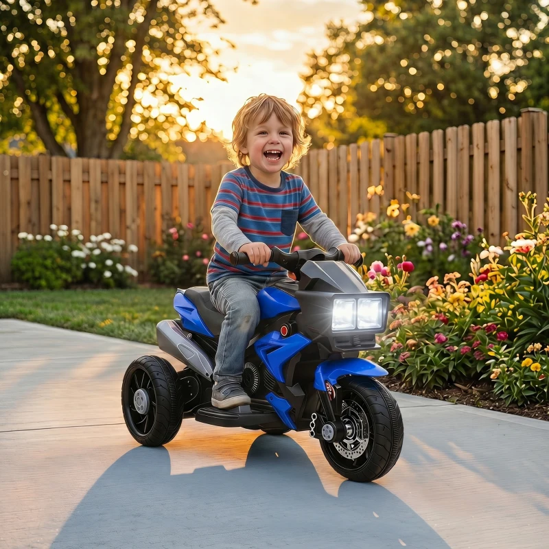 Aosom 6V Kids Motorcycle, Battery-Operated Mini Electric Motorbike with Forward/Reverse Switch, Horn, Blue