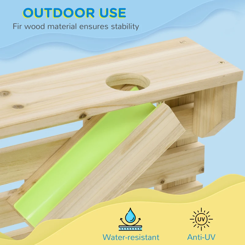 Outsunny 18 Pcs Kids Running Water and Sand Playset Outdoor with Sinks, Wooden Sensory Toys with Colorful Accessories, Gift for Boys and Girls, Aged 3-7 Years Old