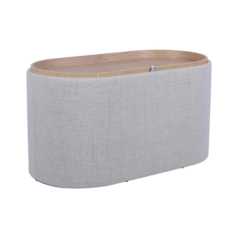 Multi-Functional Storage Ottoman with Reversible Tray Top, Versatile Seat for Living Rooms, 30" L x 15.5" W x 16.5" H, Natural
