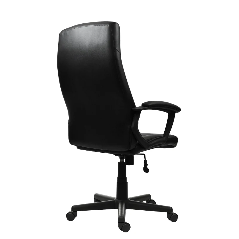 Cozy Office Chair with Flip-Up Arms and TechniFlex Upholstery, Flexible Racer Seat with Locking Tilt Control, 24.5″ L x 27.5″ W x 41″ H, Black