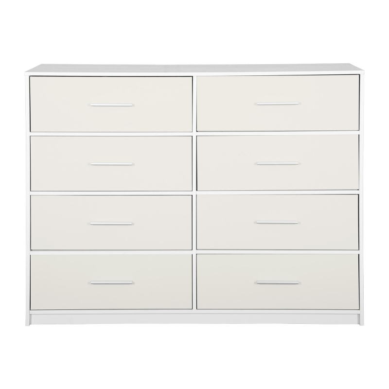 Roomy 8-Drawer Dresser with Water-Resistant Top, Ideal Storage Chest for Bedrooms, Living Rooms, TV Stand, 44.5" L x 16" W x 34.5" H, White
