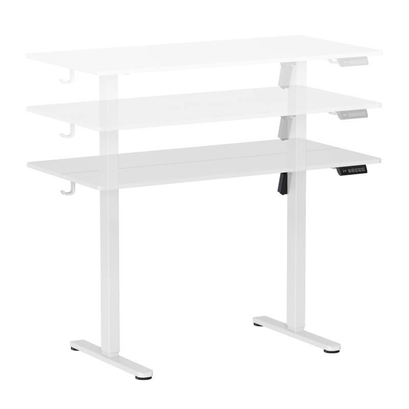 Sleek Electric Standing Desk with Memory Presets and Hooks, Height Adjustable Sit to Stand Computer Desk for Home Office, 47.5'' L x 23.5'' W x 28'' H, White
