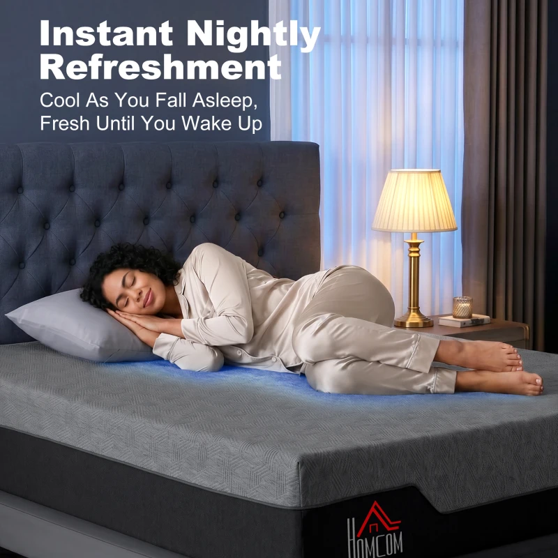 HOMCOM King Mattress, 12 Inch Memory Foam Mattress for Pressure Relief, Graphene Gel Cooling Copper Bed in a Box, Made in USA