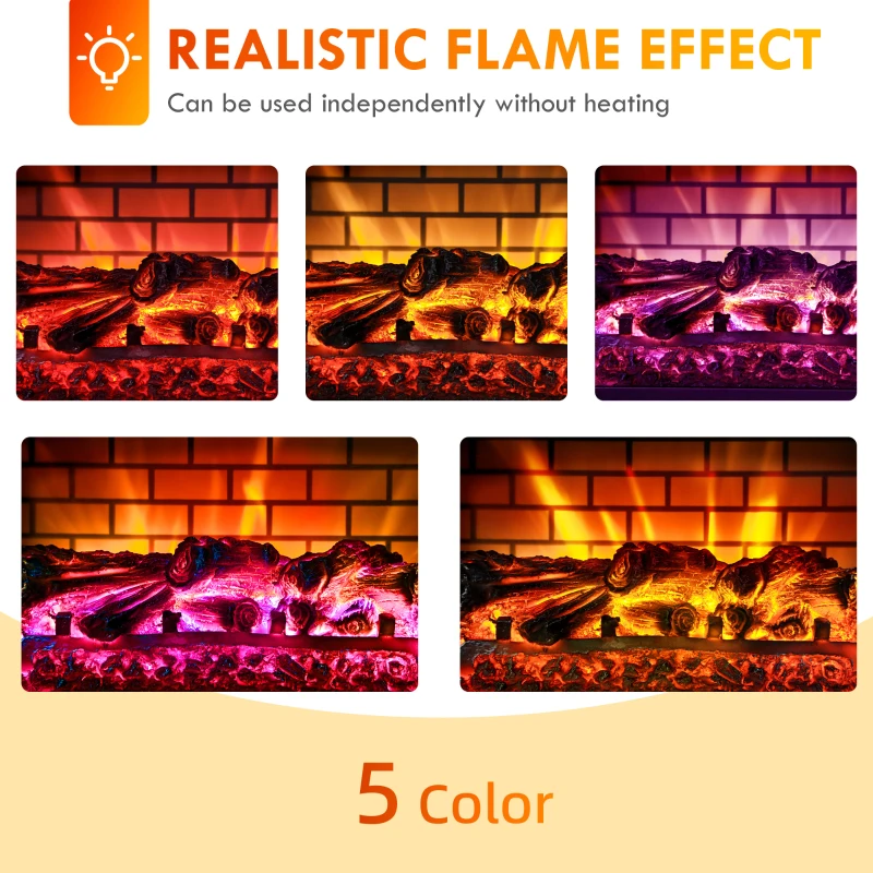 HOMCOM Electric Fireplace Stove, Infrared Fireplace Heater with Realistic Flame & Adjustable Temperature, 1500W, White
