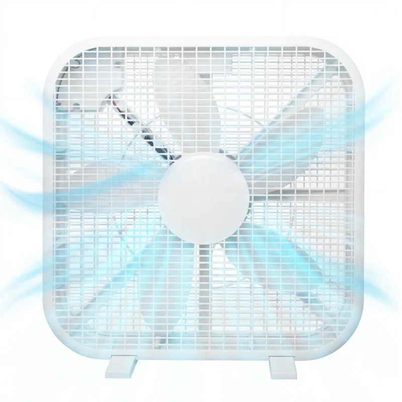 Powerful 20" Box Fan with 3 Adjustable Speed Settings, Lightweight High-Velocity Air Circulation Floor Fan for Home, 21" L x 4" W x 21" H, White