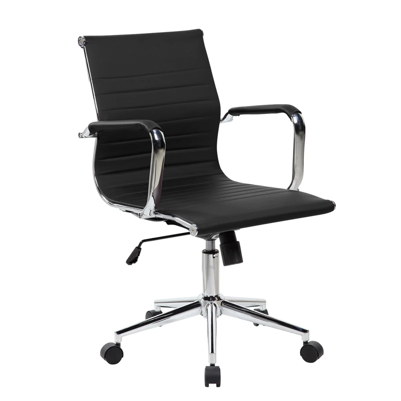 Cozy Office Chair with Flip-Up Arms and TechniFlex Upholstery, Flexible Racer Seat with Locking Tilt Control, 22.5″ L x 23.5″ W x 36″ H, Black