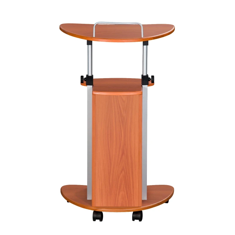 Adjustable Sit-to-Stand Laptop Cart with Dual Adjustment Knobs, Mobile Workstation for Offices, 21" L x 16″ W x 28″ H, Brown