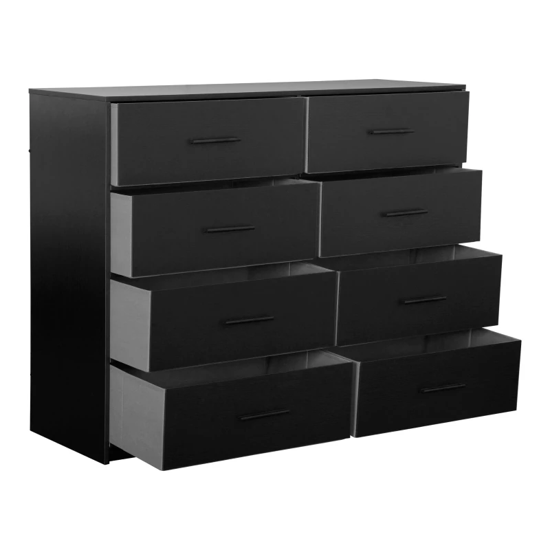 Roomy 8-Drawer Dresser with Water-Resistant Top, Ideal Storage Chest for Bedrooms, Living Rooms, TV Stand, 44.5" L x 16" W x 34.5" H, Black