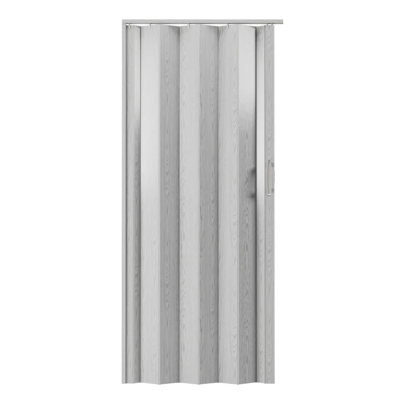 Stylish Foldable Accordion Door with Magnetic Close Latch, Space-Saving Interior PVC Sliding Door for Closet, 32" L x 0.5" W x 80" H, Grey