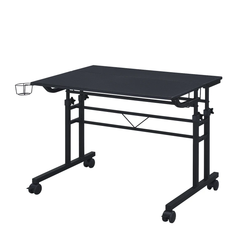 Mobile Writing Desk with Height Adjustment and Headphone Hook, Compact Worktable for Offices and Study Rooms, 35″ L x 23.5″ W x 28″ H, Black