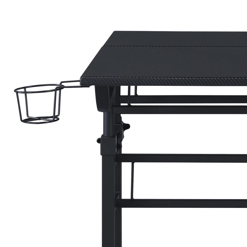 Mobile Writing Desk with Height Adjustment and Headphone Hook, Compact Worktable for Offices and Study Rooms, 35″ L x 23.5″ W x 28″ H, Black