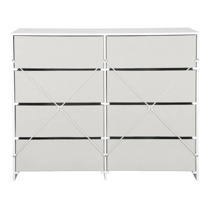 Roomy 8-Drawer Dresser with Water-Resistant Top, Ideal Storage Chest for Bedrooms, Living Rooms, TV Stand, 44.5" L x 16" W x 34.5" H, White