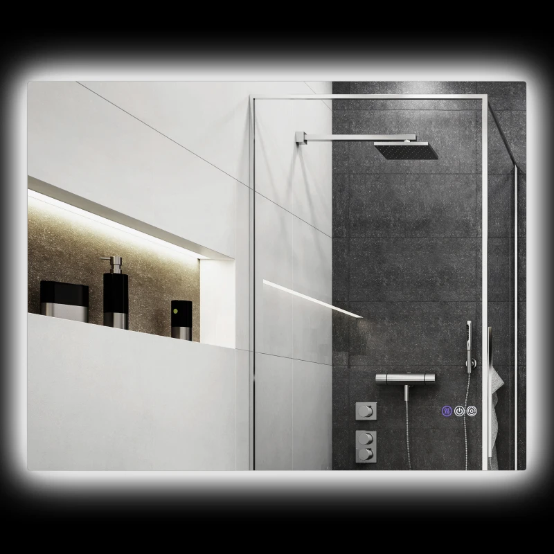 HOMCOM Dimmable Bathroom Mirror with Lights, 32" x 24" Backlit LED Mirror w/ Anti-Fog, Memory & Infinite Color Temperature