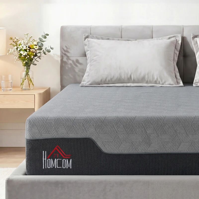 HOMCOM King Mattress, 12 Inch Memory Foam Mattress for Pressure Relief, Graphene Gel Cooling Copper Bed in a Box, Made in USA