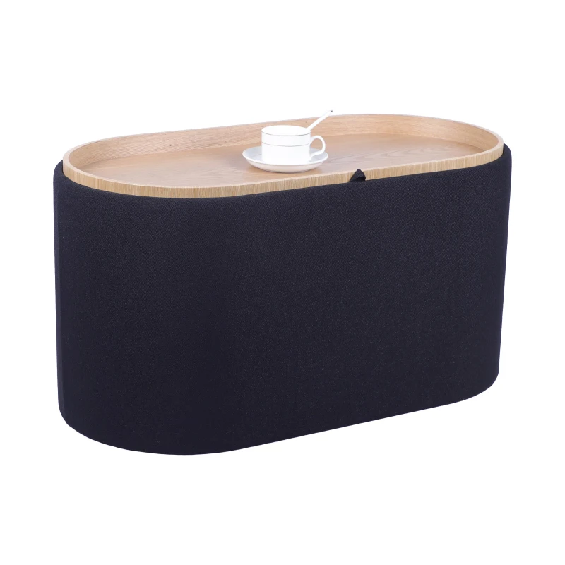 Multi-Functional Storage Ottoman with Reversible Tray Top, Versatile Seat for Living Rooms, 30" L x 15.5" W x 16.5" H, Black