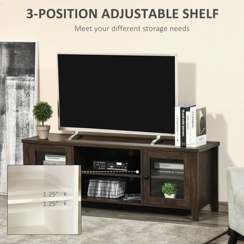 HOMCOM Fireplace TV Stand for TVs up to 60 inches, Wood TV Cabinet w/ Storage Doors or Living Room, Office, Coffee
