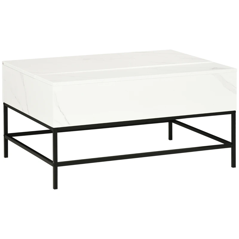 HOMCOM Lift Top Coffee Table with Hidden Storage Compartment Lift Tabletop Center Table for Living Room, White