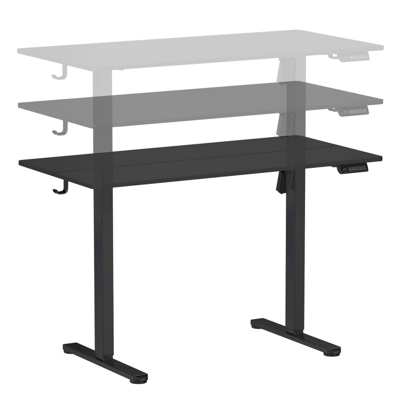 Sleek Electric Standing Desk with Memory Presets and Hooks, Height Adjustable Sit to Stand Computer Desk for Home Office, 47.5'' L x 23.5'' W x 28'' H, Black