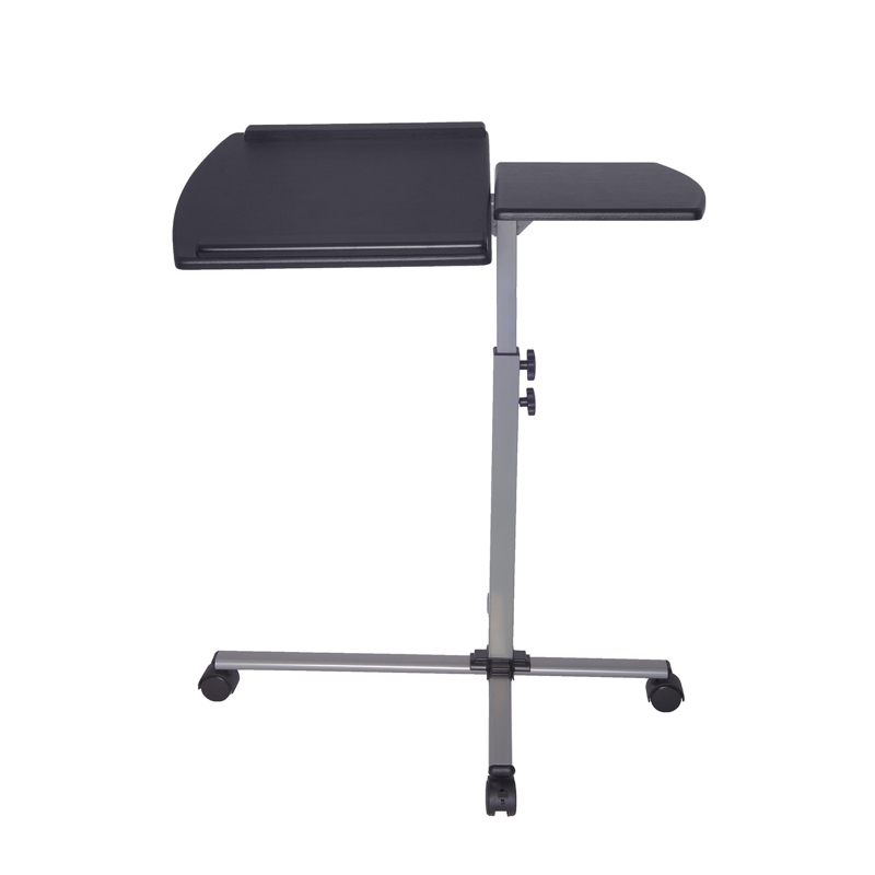 Ergonomic Rolling Laptop Cart with Two Safety Edge-Stoppers, Functional Laptop Stand with Stationary Writing Panel, 30″ L x 22.5″ W x 29.5″ H, Black