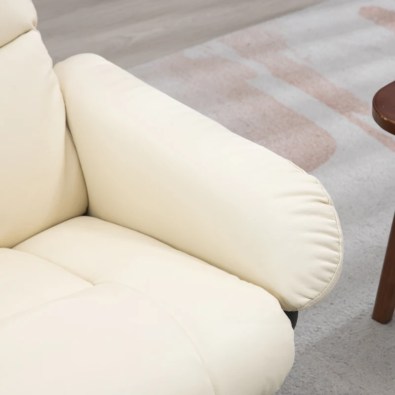 HOMCOM Swivel Recliner with Ottoman Massage, Recliner Chair and Ottoman, Faux Leather Reclining Chair with Remote, Cream White