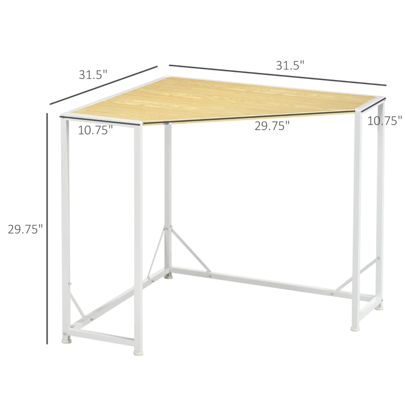 HOMCOM Space-Saving Corner Desk, Small Computer Desk with Metal Frame, Writing Desk for Home Office, Small Spaces, Natural
