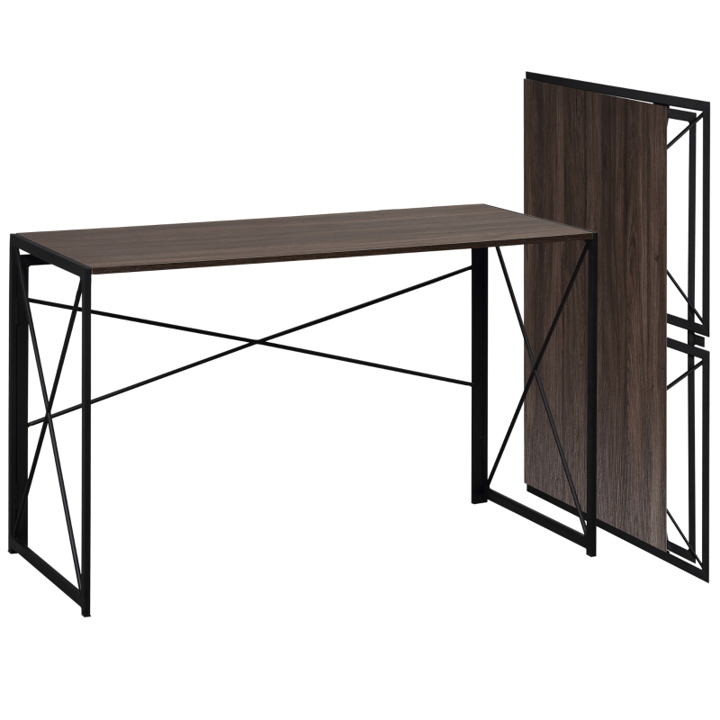 HOMCOM Folding Computer Desk, 47.25"W Home Office Writing Desk with Metal Frame, Brown