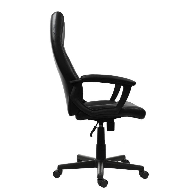 Cozy Office Chair with Flip-Up Arms and TechniFlex Upholstery, Flexible Racer Seat with Locking Tilt Control, 24.5″ L x 27.5″ W x 41″ H, Black