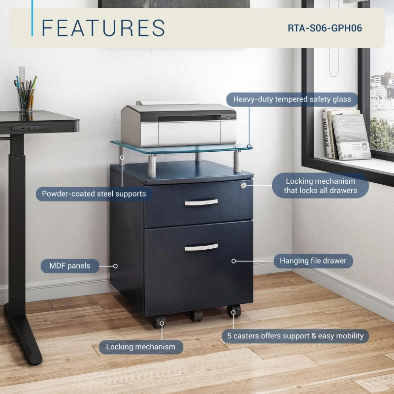 Compact File Cabinet with Hanging Drawers and Locking Design, Locking Storage Unit for Offices and Study Rooms, 15.5" L x 17.5" W x 24" H, Black