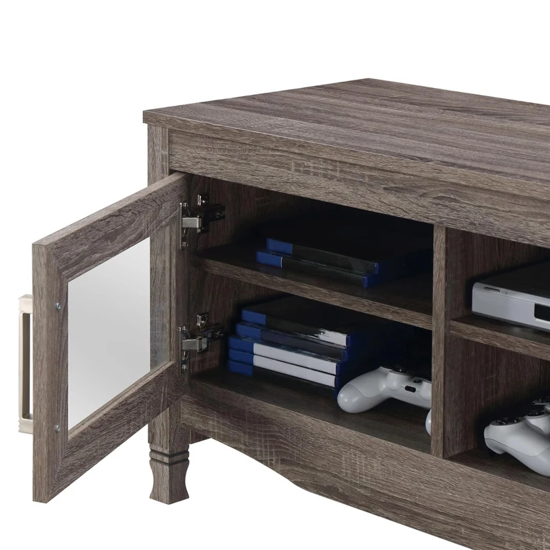 Trendy Grey TV Stand with Storage Cabinet and Cable Management, Modern Media Console Center for Living Room, 53" L x 15.5" W x 19" H, Grey
