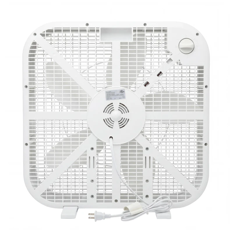 Powerful 20" Box Fan with 3 Adjustable Speed Settings, Lightweight High-Velocity Air Circulation Floor Fan for Home, 21" L x 4" W x 21" H, White