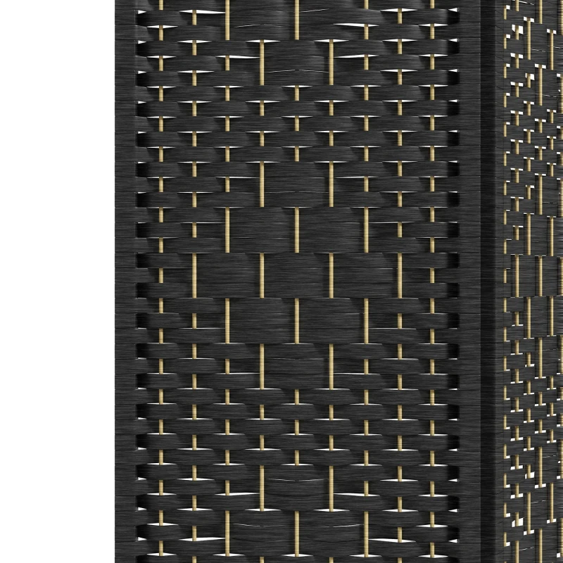 HOMCOM 4 Panel Folding Room Divider, Portable Privacy Screen, Wave Fiber Room Partition for Home Office, Black