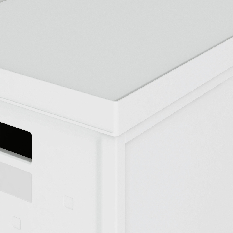 Stackable Storage Boxes with Secure Lids and Built-In Handles, Foldable Containers for Home or Office Organization, 13" L x 16" W x 10.5" H, White