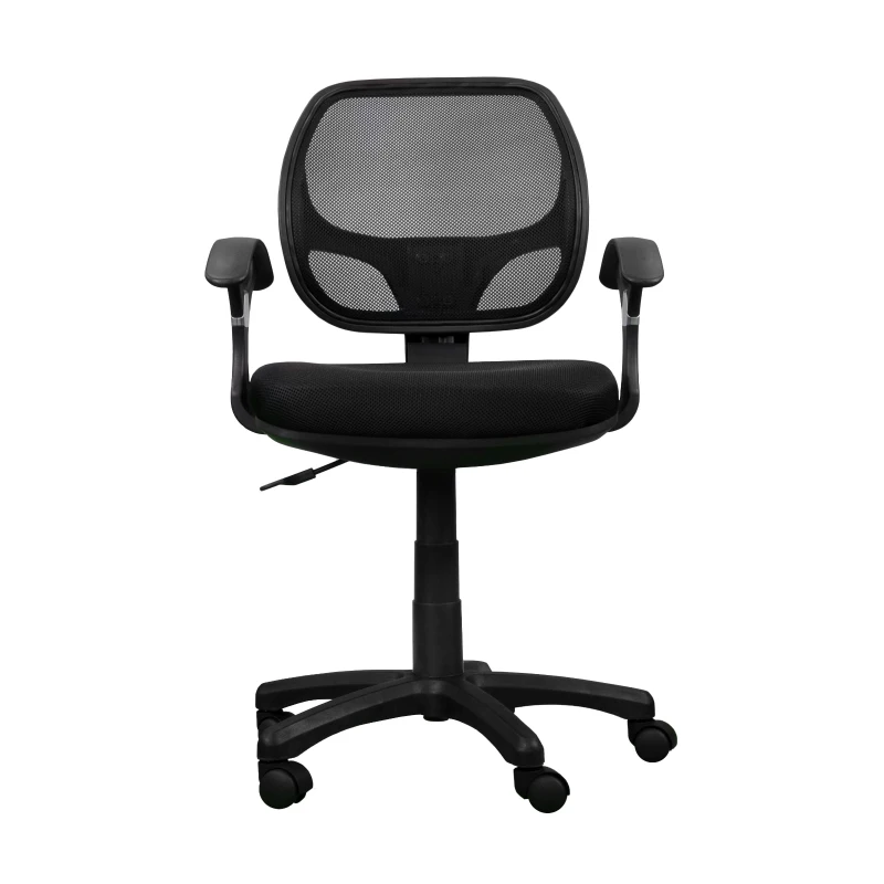 Breathable Office Chair with Contoured Fabric Seat Cushion and Contoured Armrests, Task Chair for Offices, 23.5" L x 22.5" W x 35" H, Black