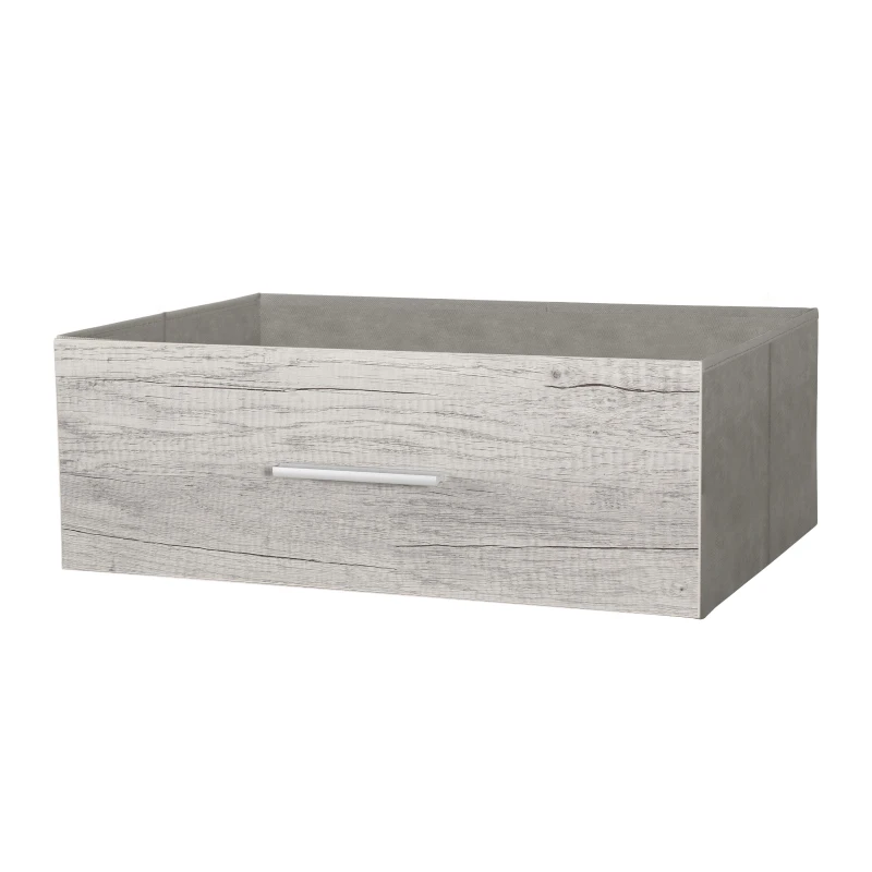 Spacious 5-Drawer Fabric Dresser with Wooden Top, Modern Storage Chest Organizer Tower for Closet, 22.5" L x 15.5" W x 43" H, Gray