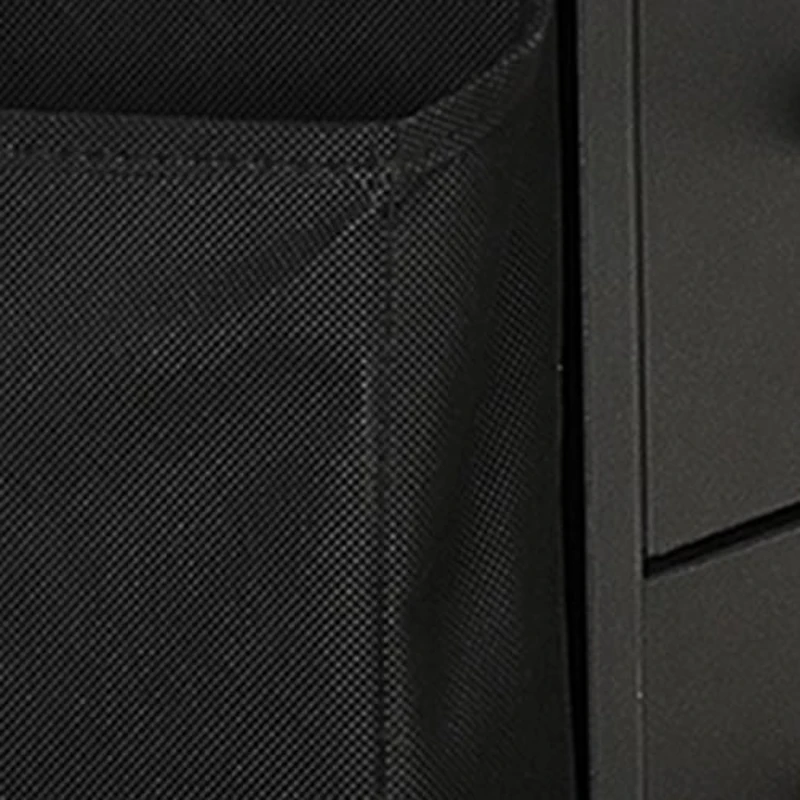 Modern L-Shaped Desk with 2 Drawers and Fabric Organizer, Contemporary Corner Computer Desk for Home Office, 55" L x 46.5" W x 29.5" H, Black