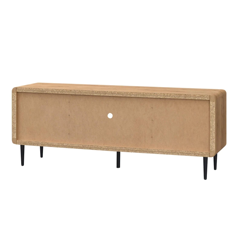 Stylish Mid-Century TV Stand with Cable Management Hole, Modern Media Entertainment Console Cabinet for Living Room, 55" L x 16" W x 21" H, Oak