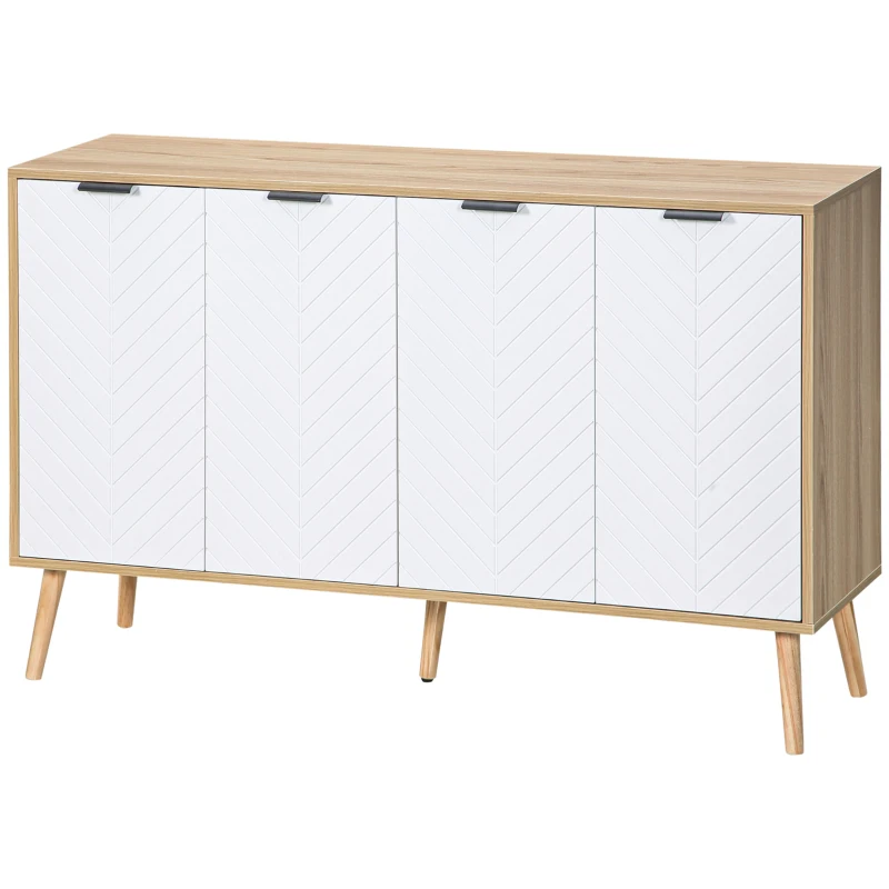 HOMCOM Modern Sideboard and Buffet, Dining Room Cabinet with Adjustable Shelves and 4 Doors, Natural