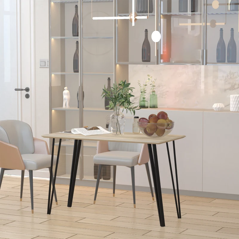 HOMCOM Rustic Rectangular Dining Table Kitchen Table with Metal Hairpin Legs for Dining Room, or Living Room 47.25" x 23.5" x 29.5", Natural