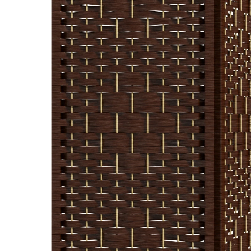 HOMCOM 4 Panel Folding Room Divider Portable Privacy Screen Wave Fiber Room Partition for Home Office Brown